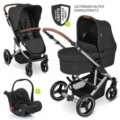 Flash Sale 🎁 ABC Design 3in1 Kinderwagen-Set Aversa 4 - Circle Edition - inkl. Babywanne, Autositz, Sportsitz & Zubehörpaket - Woven Graphite - Collection 2022 😀