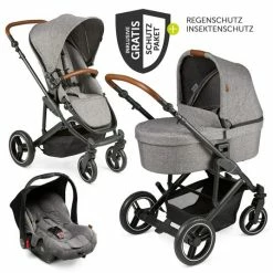 Best deal 🎁 ABC Design 3in1 Kinderwagen-Set Catania 4 - Circle Edition - inkl. Babywanne, Autositz und XXL Zubehörpaket - Woven Graphite 🔔