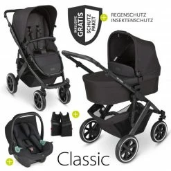 Coupon ✔️ ABC Design 3in1 Kinderwagen-Set Salsa 4 Air - inkl. Babywanne, Autositz Tulip, Sportsitz und Zubehörpaket - Classic Edition - Ink - Collection 2023 🎉