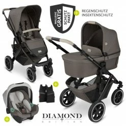 Buy 😀 ABC Design 3in1 Kinderwagen-Set Salsa 4 Air - inkl. Babywanne, Autositz Tulip, Sportsitz und Zubehörpaket - Diamond Edition - Herb - Collection 2023 🛒