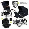 Flash Sale 🔔 ABC Design 3in1 Kinderwagen-Set Turbo 4 - inkl. Babyschale Tulip & XXL Zubehörpaket - Shadow ✔️
