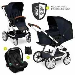 Flash Sale 🔔 ABC Design 3in1 Kinderwagen-Set Turbo 4 - inkl. Babyschale Tulip & XXL Zubehörpaket - Shadow ✔️