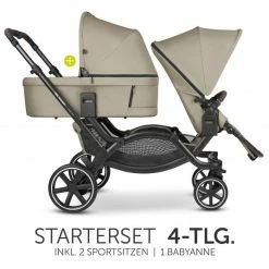 Coupon 👍 ABC Design Geschwisterwagen & Zwillingskinderwagen Zoom inkl. 2 Sportsitzen und Babywanne - Classic Edition - Reed - Collection 2023 🔥