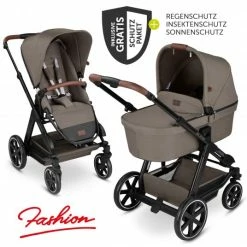 Flash Sale 👏 ABC Design Kombi-Kinderwagen Condor 4 - inkl. Babywanne, Sportsitz & XXL Zubehörpaket - Fashion Edition - Nature - Collection 2022 ⌛
