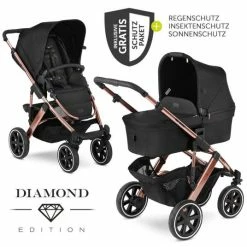 Best Sale ⌛ ABC Design Kombi-Kinderwagen Salsa 4 Air Diamond Edition - inkl. Babywanne, Sportsitz & XXL Zubehörpaket - Rose Gold - Collection 2021 😉