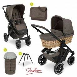 Flash Sale 🧨 ABC Design Kombi-Kinderwagen Salsa 4 Air - Fashion Edition Home Set 4-teilig - Braid - inkl. Korbwanne, Ständer und Zubehörpaket - Collection 2022 👍