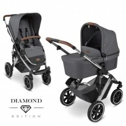 Promo 🧨 ABC Design Kombi-Kinderwagen Salsa 4 Air - inkl. Babywanne & Sportsitz - Diamond Edition - Asphalt - Collection 2022 👏