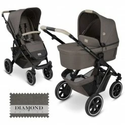 New 🌟 ABC Design Kombi-Kinderwagen Salsa 4 Air - inkl. Babywanne & Sportsitz - Diamond Edition - Herb - Collection 2023 ⭐