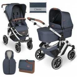 Outlet 👍 ABC Design Kombi-Kinderwagen Salsa 4 Air Set inkl. Neugeborenen-Fußsack und Wickeltasche - Classic Edition - Lake - Collection 2023 ✨