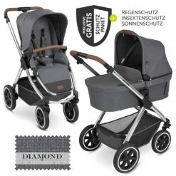 Buy 🔔 ABC Design Kombi-Kinderwagen Samba - inkl. Babywanne & Sportsitz mit XXL Zubehörpaket - Diamond Edition - Asphalt - Collection 2023 ⌛