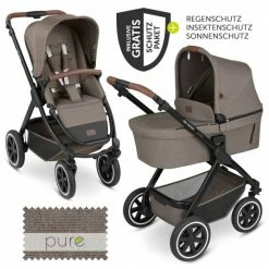 Brand new 👍 ABC Design Kombi-Kinderwagen Samba - inkl. Babywanne & Sportsitz mit XXL Zubehörpaket - Pure Edition - Nature - Collection 2023 🌟