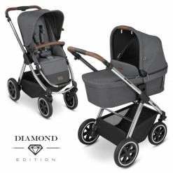 Outlet 😍 ABC Design Kombi-Kinderwagen Samba - inkl. Babywanne und Sportsitz - Diamond Edition - Asphalt - Collection 2022 🎉