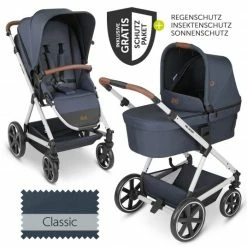 Promo ⭐ ABC Design Kombi-Kinderwagen Vicon 4 - inkl. Babywanne & Sportsitz mit XXL Zubehörpaket - Classic Edition - Lake - Collection 2023 🔔