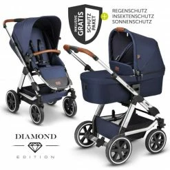 Outlet 😍 ABC Design Kombi-Kinderwagen Viper 4 - inkl. Babywanne, Sportsitz & XXL Zubehörpaket - Diamond Edition - Navy - Collection 2021 🎉