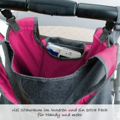 Outlet 🔔 Diago Kinderwagen-Tasche Deluxe - Grau Magenta ✨ -Way Sales diago kinderwagen tasche deluxe grau magenta 30047 75276 d2