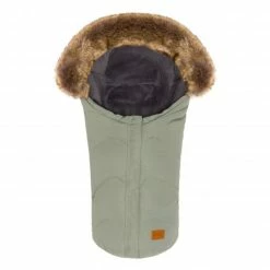 New 🥰 Fillikid Fleece-Fußsack mit Fellkragen Lhotse für Babyschale und Babywanne - Salbei - Collection 2022 👍