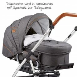 Discount ⭐ Gesslein 2in1 Kinder-Kombiwagen F4 Air+ Classic mit C2 Tragetasche & umsetzbaren Sportwagenaufsatz - Eloxiert-Cognac-Grau Meliert - Collection 2022 ⭐ -Way Sales gesslein 2in1 kinder kombiwagen f4 air classic mit c2 tragetasche umsetzbaren sportwagenaufsatz eloxiert cognac grau meliert 10400012 053053 d5
