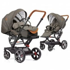 Cheap ✨ Gesslein 2in1 Kinder-Kombiwagen F6 Air+ Classic mit C1 Lift Tragetasche & Sportwagenaufsatz mit Schwenkschieber - Schwarz-Olive - Collection 2022 🛒