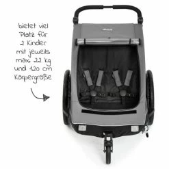 Cheap ✨ Hauck 2in1 Fahrradanhänger Dryk Duo für 2 Kinder (bis 44 kg) - Bike Trailer & City Buggy - Grey 🥰 -Way Sales hauck 2in1 fahrradanhanger dryk duo fur 2 kinder bis 44 kg bike trailer city buggy grey 515013 d3