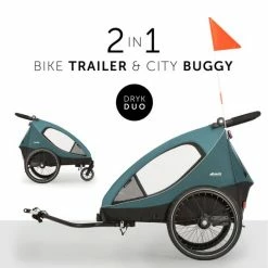 Promo 💯 Hauck 2in1 Fahrradanhänger Dryk Duo für 2 Kinder (bis 44 kg) - Bike Trailer & City Buggy - Petrol 😉 -Way Sales hauck 2in1 fahrradanhanger dryk duo fur 2 kinder bis 44 kg bike trailer city buggy petrol 515020 d2