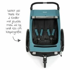Promo 💯 Hauck 2in1 Fahrradanhänger Dryk Duo für 2 Kinder (bis 44 kg) - Bike Trailer & City Buggy - Petrol 😉 -Way Sales hauck 2in1 fahrradanhanger dryk duo fur 2 kinder bis 44 kg bike trailer city buggy petrol 515020 d3