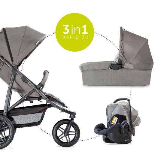 Discount ๐ Hauck Kinderwagen-Set Rapid 3R Trioset mit Babywanne, Autositz und Sportwagen (bis 25 kg) - Charcoal ๐ 2 Discount ๐ Hauck Kinderwagen-Set Rapid 3R Trioset mit Babywanne, Autositz und Sportwagen (bis 25 kg) - Charcoal ๐ - Image 2