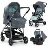 Best Sale 🥰 Hauck Kinderwagen-Set Rapid 4 Plus Trio Set mit Babywanne, Autositz und Sportwagen (bis 25 kg) - Grey Mint 🛒