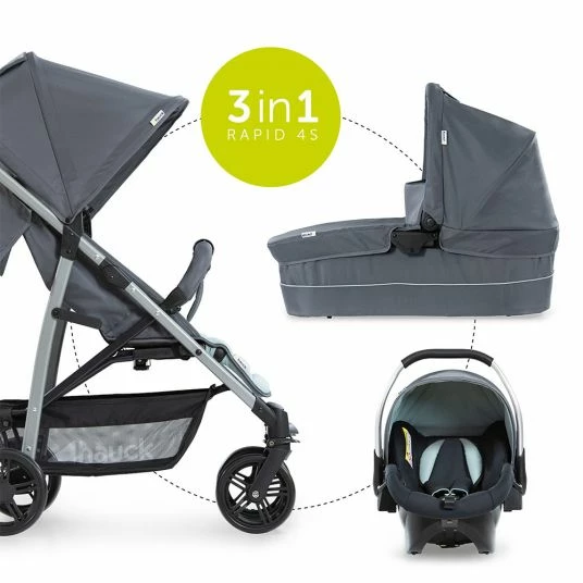 Best Sale 🥰 Hauck Kinderwagen-Set Rapid 4 Plus Trio Set mit Babywanne, Autositz und Sportwagen (bis 25 kg) - Grey Mint 🛒 2 Best Sale 🥰 Hauck Kinderwagen-Set Rapid 4 Plus Trio Set mit Babywanne, Autositz und Sportwagen (bis 25 kg) - Grey Mint 🛒 - Image 2