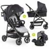 Best deal ⭐ Hauck Pram set Rapid 4S Plus Trioset with baby bath, car seat and pushchair (up to 25 kg) - Caviar Silver 🧨