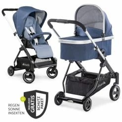 Budget ❤️ Hauck Kombi-kinderwagen Apollo inkl. Babywanne, Sportsitz und XXL Zubehörpaket - Denim 🔔