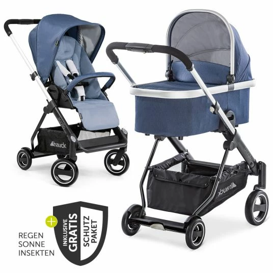 Budget ❤️ Hauck Kombi-kinderwagen Apollo inkl. Babywanne, Sportsitz und XXL Zubehörpaket - Denim 🔔 1 Budget ❤️ Hauck Kombi-kinderwagen Apollo inkl. Babywanne, Sportsitz und XXL Zubehörpaket - Denim 🔔