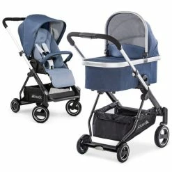 Promo 🔔 Hauck Kombi-Kinderwagen Apollo - inkl. Sportwagen und Babywanne für Neugeborene - Denim 🎁