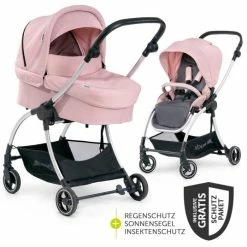 Flash Sale 😍 Hauck Kombi-kinderwagen Eagle 4S Duoset inkl. Sportwagen, Babywanne, Beindecke und XXL Zubehörpaket - Pink Grey 🛒