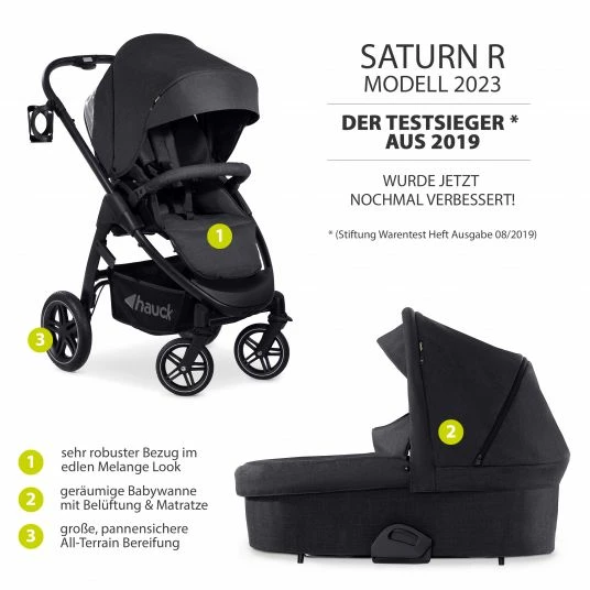 Deals โ Hauck Kombi-Kinderwagen Saturn R Duoset inkl. Babywanne und Sportsitz (bis 25 kg belastbar) - Melange Black - Collection 2023 ๐ 2 Deals โ Hauck Kombi-Kinderwagen Saturn R Duoset inkl. Babywanne und Sportsitz (bis 25 kg belastbar) - Melange Black - Collection 2023 ๐ - Image 2