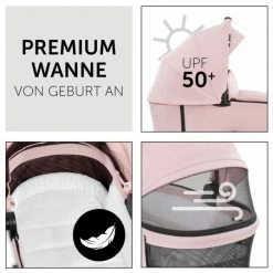 Outlet 🌟 Hauck Kombi-Kinderwagen Vision X Duoset Black (Sportwagen & Babywanne) - Melange Rose 🎁 -Way Sales hauck kombi kinderwagen vision x duoset black sportwagen babywanne melange rose 165263 d3