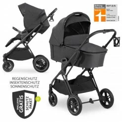 Best deal 😍 Hauck Kombi-Kinderwagen Vision X Duoset Black (Sportwagen und Babywanne) inkl. XXL Zubehörpaket - Melange Black 🧨