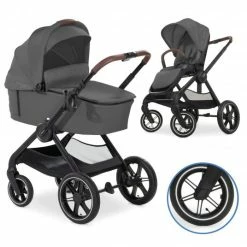 Best Sale 😀 Hauck Kombi-Kinderwagen Walk N Care Air Set inkl. Babywanne, Sportsitz, Beindecke und Getränkehalter (bis 22kg belastbar) - Dark Grey 👍