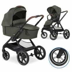 Deals ๐ฏ Hauck Kombi-Kinderwagen Walk N Care Air Set inkl. Babywanne, Sportsitz, Beindecke und Getrรคnkehalter (bis 22kg belastbar) - Dark Olive ๐