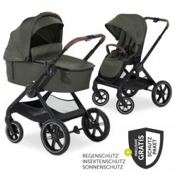 Best Sale 🛒 Hauck Kombi-Kinderwagen Walk N Care Set inkl. Babywanne, Sportsitz, Beindecke und XXL Zubehörpaket - Dark Olive - Collection 2022 ⭐