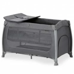 New 🔥 Hauck Reisebett Play'n Relax Center mit Wickelauflage, höhenverstellbar und seitlichem Einstieg - Melange Charcoal 🎁
