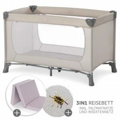 New 🎁 Hauck Reisebett Set Dream'n Play inkl. Reisebett Matratze & Insektenschutz - Beige ⭐