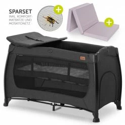 Brand new 🌟 Hauck Reisebett Sparset Play'n Relax Center inkl. Komfort Matratze, Einhang, Wickelauflage & Moskitonetz - Melange Black 🛒