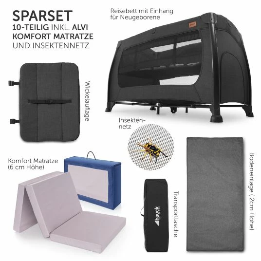 Brand new π Hauck Reisebett Sparset Play'n Relax Center inkl. Komfort Matratze, Einhang, Wickelauflage & Moskitonetz - Melange Black π 2 Brand new π Hauck Reisebett Sparset Play'n Relax Center inkl. Komfort Matratze, Einhang, Wickelauflage & Moskitonetz - Melange Black π - Image 2