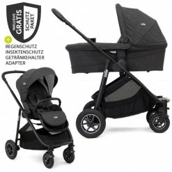 Best deal 🤩 Joie 2in1 Kombi-Kinderwagen-Set Versatrax bis 22 kg belastbar mit Sportsitz, Babywanne, Adapter & XXL-Zubehörpaket - Pavement - Collection 2022 🌟