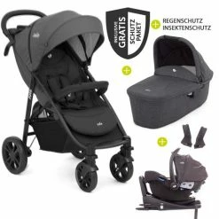 Top 10 ✨ Joie 4in1 Kombi-Kinderwagen-Set Litetrax 4 mit Adapter, Babyschale, Babywanne, Isofix-Basis & XXL-Zubehörpaket - Coal - Collection 2022 🔥