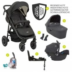 New ⌛ Joie 4in1 Kombi-Kinderwagen-Set Mytrax Flex mit Babyschale, Babywanne, Isofix-Basis, Adapter & XXL Zubehörpaket - Pavement - Collection 2022 🔔