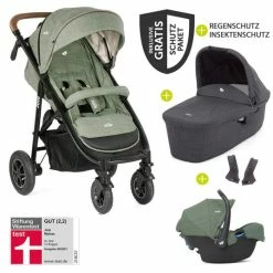 Best deal ✔️ Joie 4in1 Kombi-Kinderwagen-Set Mytrax mit Adapter, Babyschale, Babywanne, Isofix-Basis & XXL Zubehörpaket - Laurel - Collection 2022 👏