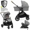 Flash Sale ✔️ Joie 4in1 Kombi-Kinderwagen-Set Versatrax mit Babyschale, Babywanne, Isofix-Basis, Adapter & XXL-Zubehörpaket - Gray Flannel - Collection 2022 👍