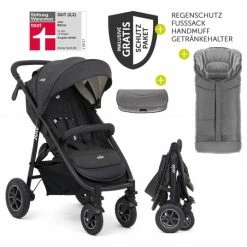 Deals 🎁 Joie Buggy & Sportwagen Mytrax mit Luftreifen, Getränkehalter, Regenschutz, Fußsack & Handmuff - Pavement - Collection 2022 😉
