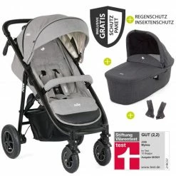 Promo 🤩 Joie Kombi-Kinderwagen Mytrax mit Luftreifen, Babywanne, Adapter & Zubehör Paket - Gray Flannel - Collection 2022 👍